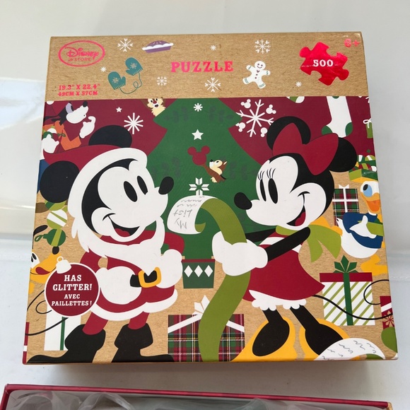 Disney Store Christmas Puzzle Mickey Mouse 500 Pc 19 x 22 Has Glitter New - Picture 1 of 8